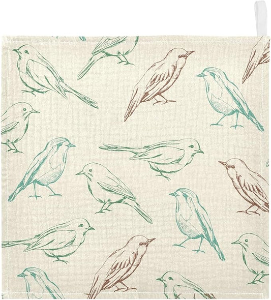 vvfelixl Color Birds Baby Burp Cloths Baby Muslin Washcloths for Boys Girls Cotton Baby Face Towel for Newborn Infants Soft and Absorbent 11.8 X 11.8 in, 5 Pack