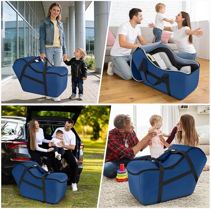 Padded Car Seat Bag Compatible with Most Nuna Pipa Car Seats UPPAbaby MESA V2 without Base & Chicco KeyFit 30 and Base, Car Seat Travel Bag for Airplanes, Blue