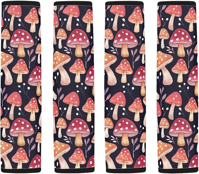 Auto Seat Belt Cover Safety Belt Protector Cushion Car Accessories Car Interior Decor Red Mushroom Pattern