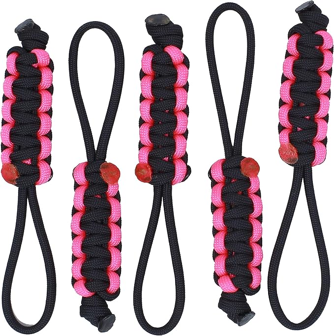 BubbasGarageTv - Large Heavy Duty Paracord Zipper Pulls (Hot Pink)