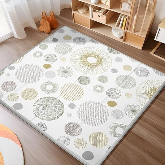 PIGLOG Baby Play Mat for Floor,Baby Play Mat for 59''x 59''Playpen,Reversible,0.8 in Thick Waterproof Playmat,Anti-Slip Floor Playing Mats,Non-Toxic,Baby Playmat for Indoor and Outdoor Use,Circle