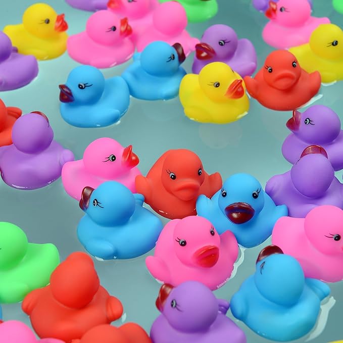 378-Pack Mini Rubber Ducks Set, Mini Colorful Rubber Duckies Bath Toy for Child,Float & Squeak Tiny Ducks Pool Toy Set for Kids Party Favors,Birthday Party Supplies,Prize Rewards