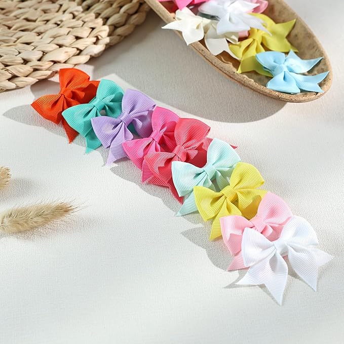 48PCS 2inch Hair Clips, OAOLEER Fully Lined Bows Hair Pins Tiny Alligator Clips for Girls Infants Toddlers 24 Colors in Pairs (Style A-48pcs)