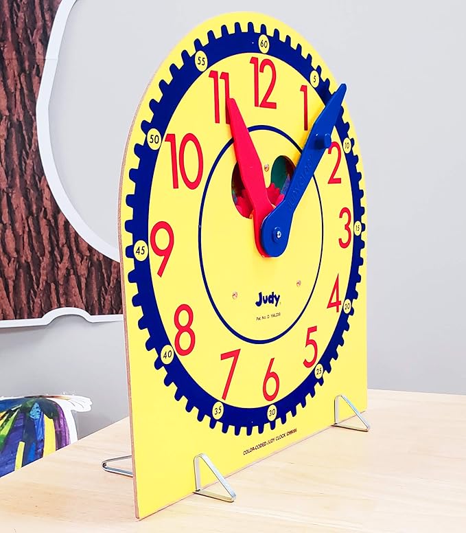 Carson Dellosa 13" x 12" Judy Clock, Learn to Tell Time with Color Coded Clock Hands, Analog Time Telling for Kids, Hands-On Learning Education Classroom and Homeschool Supplies