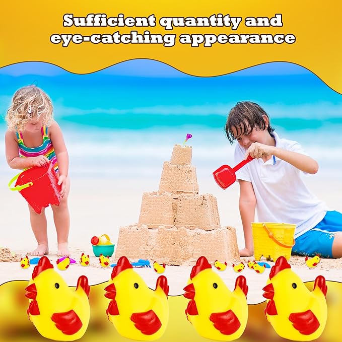 80 Pcs Rubber Chickens Bath Toys Yellow Mini Chicks Squeezable and Squeak Toys Bulk Floating Rubber Chickens for Boy Girl Baby Shower Birthday Swimming Pool Party Favors Gifts