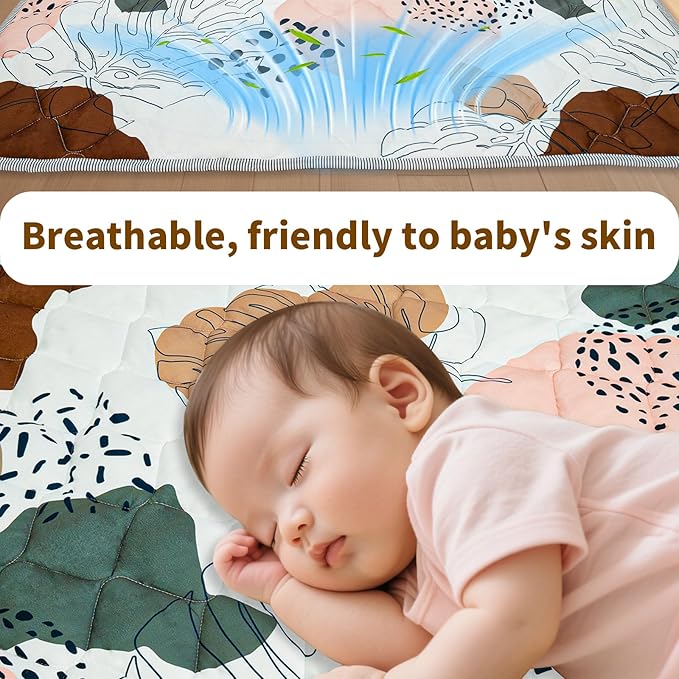Baby Mat for Floor, Gentle Monster 50x50 Cushioning Padded Baby Playpen Mat, Non-Slip and Machine Washable Crawling Mat for Infants, Babies, Toddlers to Play and Learn Boho Design