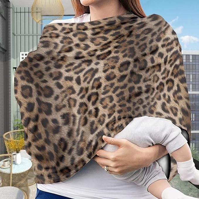 Forchrinse Cheetah Baby Car Seat Canopy Soft Nursing Breastfeeding Cover Stroller Cover Baby Car Seat Cover for Boys Girls