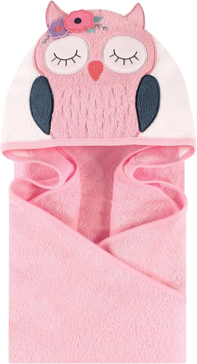 Little Treasure Unisex Baby Cotton Animal Face Hooded Towel, Boho Chic Owl, One Size