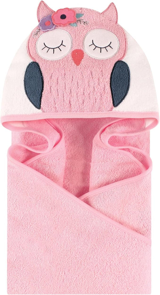 Little Treasure Unisex Baby Cotton Animal Face Hooded Towel, Boho Chic Owl, One Size