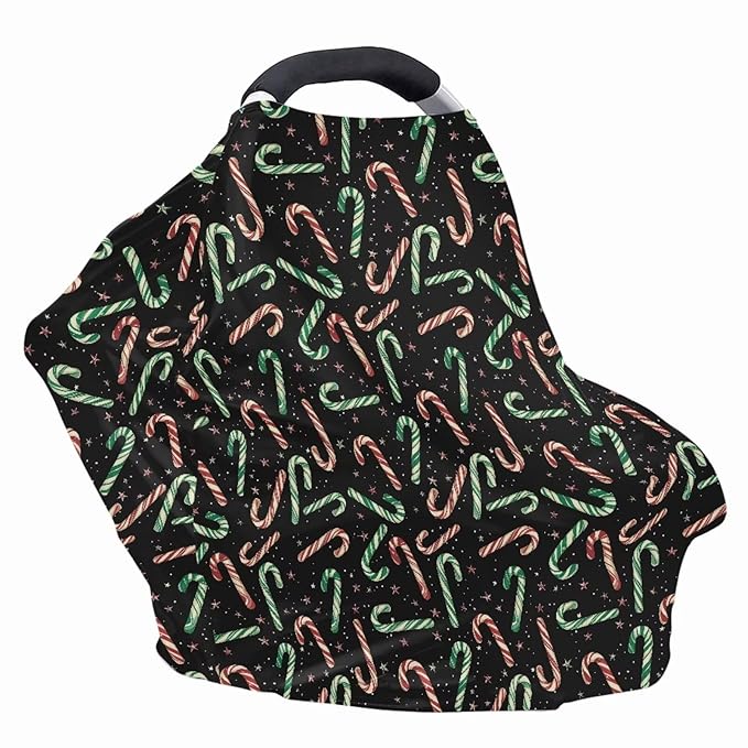 AFPANQZ Christmas Candy Car Seat Covers for Babies Stretchy Lightweight Extra Soft Nursing Cover Breastfeeding Shield Carseat High Chairs Gender Neutral Shopping Carts