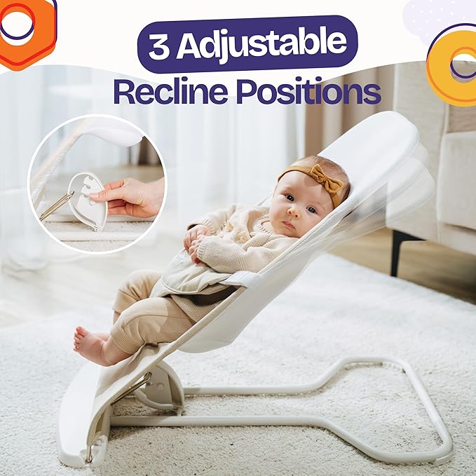 ComfyBumpy Ergonomic Baby Bouncer Seat - Safe, Portable Bouncing Chair with Adjustable Height Positions - Infant Bouncy Seat Perfect for Newborn Babies (Oatmeal)