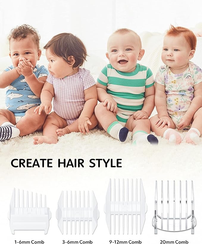 KIDIRA Baby Hair Clippers Quiet Hair Trimmer for Kids Toddler, Silent Hair Clippers for Children with Autism, Waterproof Rechargeable Cordless Ceramic Blade Haircut Kit