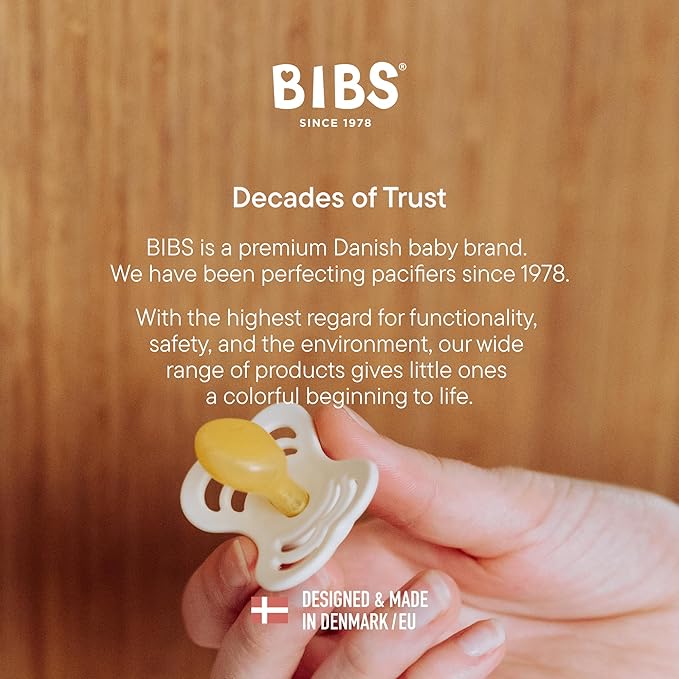 BIBS Couture Baby Pacifier 2-Pack | Made in Denmark | BPA Free Dummy Soother, Anatomical Nipple. Natural Rubber Latex, Size 2 (6-18 Months), Ivory / Blush