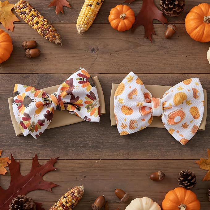 Thansgiving Baby Girl Bows Newborn Headband Infant Big Bows for Birthday/Baby Shower/Photography/Baby Gifts