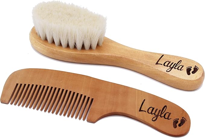My Personal Memories Custom Personalized New Baby Brush and Comb Set for Newborn Girl or Boy