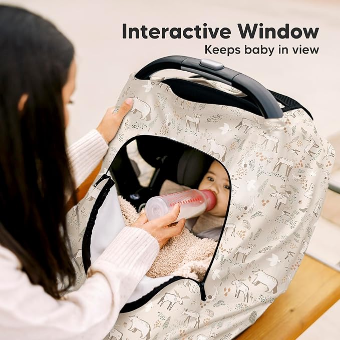 KeaBabies Winter Car Seat Cover Baby, Newborn - Universal Fit Infant Carseat Covers Baby Girl, Boy, Breathable, Lightweight Blanket, Easy to Use Stroller Canopy, Rain, Wind, Sun Shade (Wildwood)
