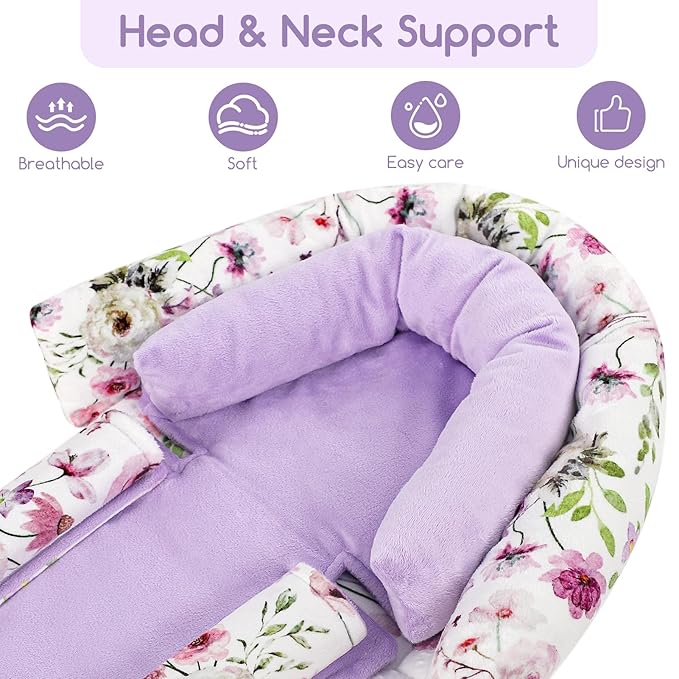 GFU Baby Car Seat Head Support for Newborn, 2 in 1 Infant Car Seat Head Body Support with Strap Pads & Baby Car Seat Cover Winter, Windproof Carseat Covers for Newborn with 2 Layers Window