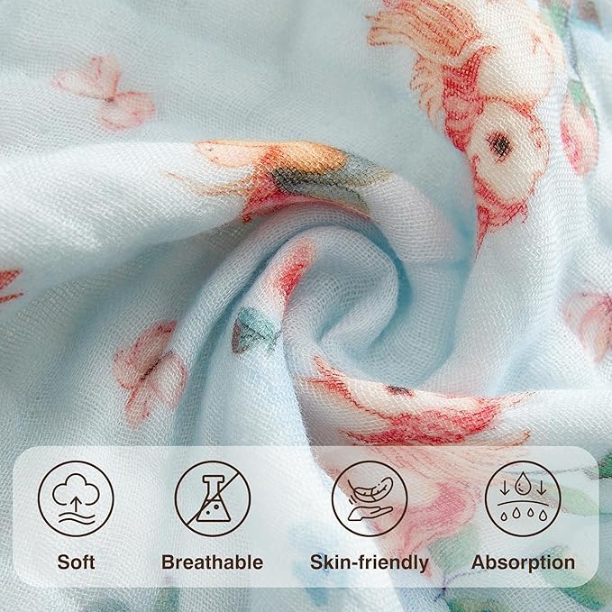 6-Pack Baby Washcloths & Long Towels, 100% Cotton Muslin Face Towels for Baby & Mom, Ultra-Soft Newborn Essentials with Gift Box, for Boys & Girls (Magical Unicorn Fairy Series)