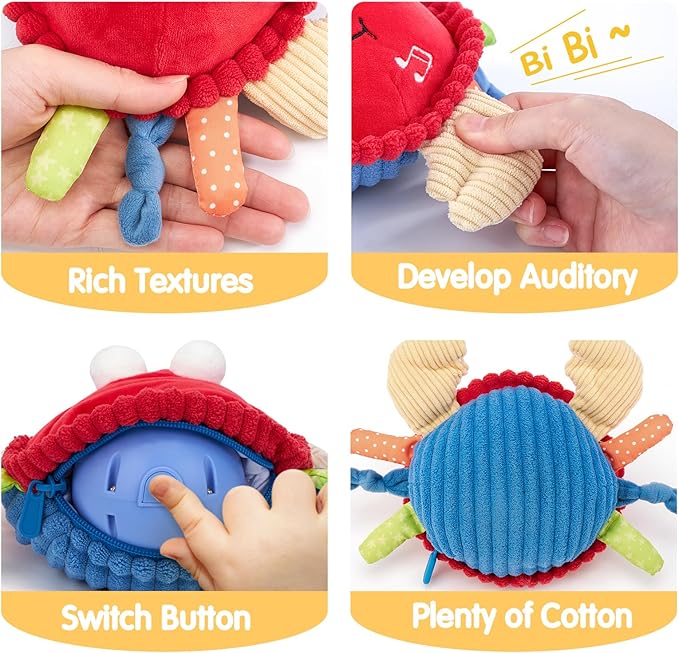 hahaland Baby Toys 6+ 12-18 Months - Crawling Musical Dancing Walking Moving Bouncing Learning Crab Tummy Time Toy Sensory Toddler Toys for 1-3 Year Old Birthday Easter Basket Stuffers