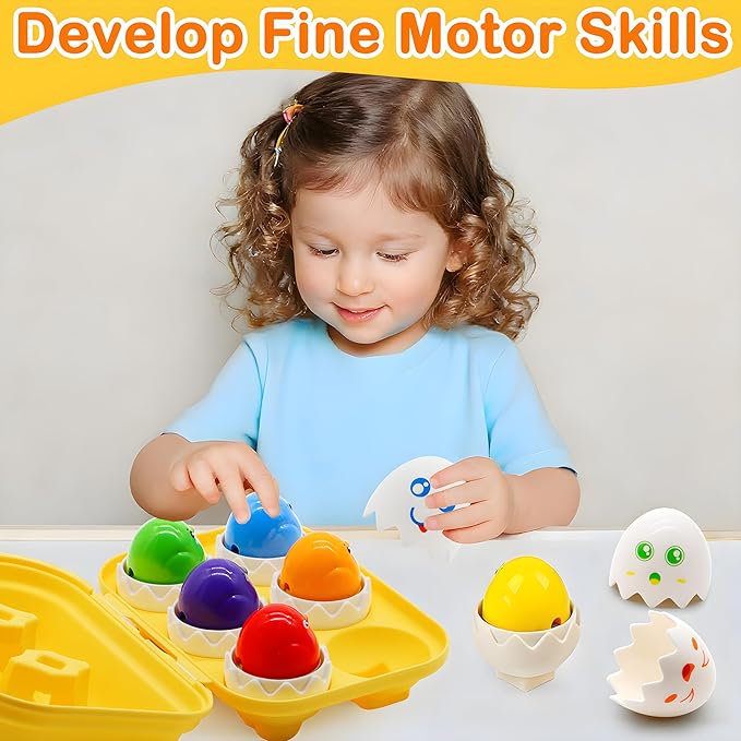 WEEJOYGAM Easter Eggs Toys for Toddlers 1-3, Matching Egg Montessori Toys for 1 2 3 Year Old Baby Boy Girl Easter Basket Stuffers 1st Birthday Gift, Sensory Color Sorting Shape Sorter Fine Motor Skill