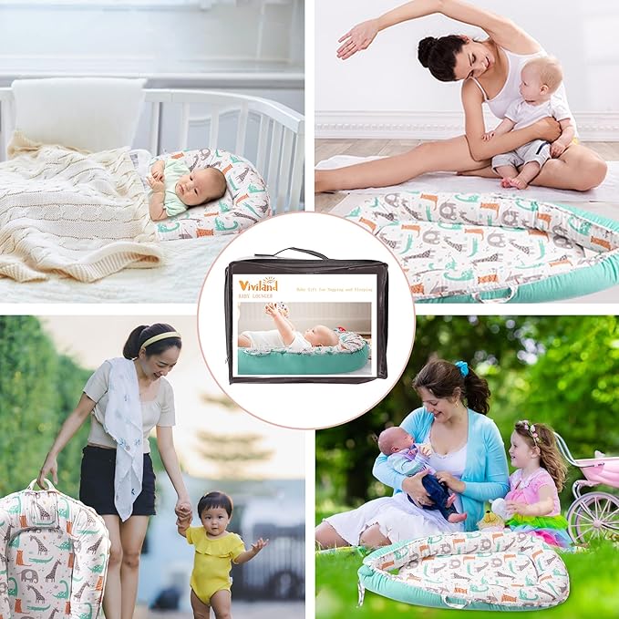 Viviland Baby Lounger Snuggle Me Lounger Fits 0-24 Months Newborn Infant Babies, Dinosaur