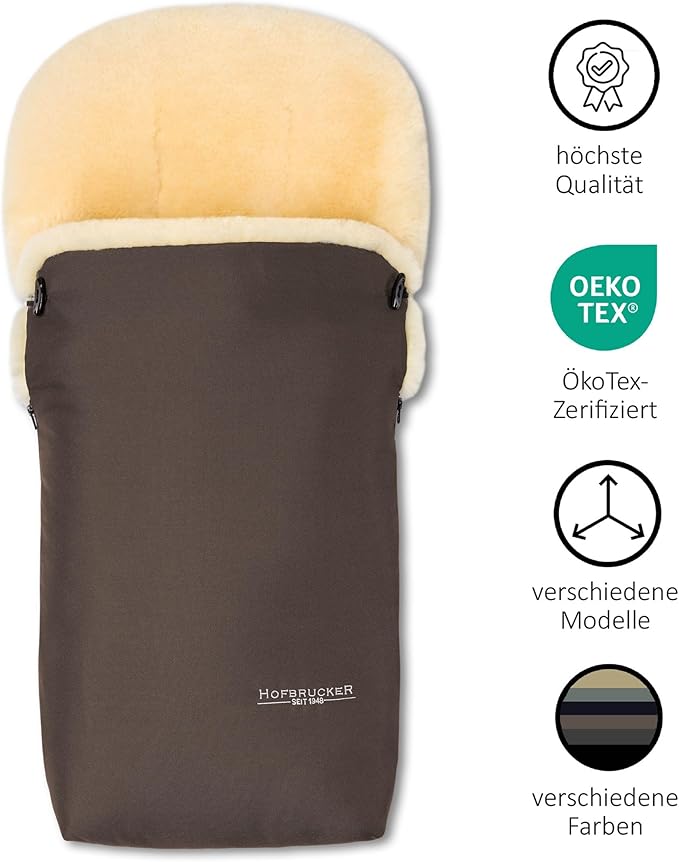 Lambskin Footmuff PUTZI – All-Season Baby Footmuff with Removable Top