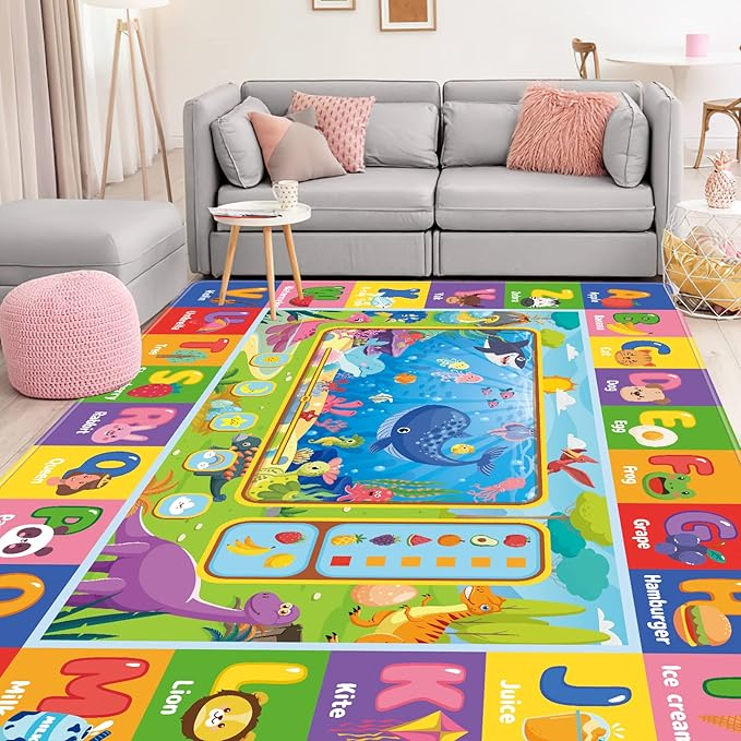 Baby Play Mat for Floor, Playmat Baby Crawling Mats Educational Tummy Time Mats Soft ABC Play Rug for Toddlers Infants Kids Rug for Playroom Classroom(78.7X59 INCH, Style 2)