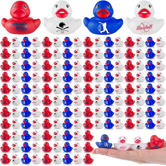 Gejoy 100 Pcs Baseball Rubber Ducks Assorted Sports Rubber Duckies Bulk Mini Ducks Toys Small Tiny Ducky for Team Favors Gifts