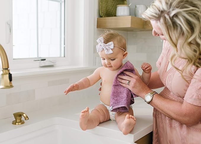 Copper Pearl 6 Ultra Soft Baby Bath Washcloths Premium Large Soft Lily (Purple/Lavender/Gray) 11" x 11" Towels