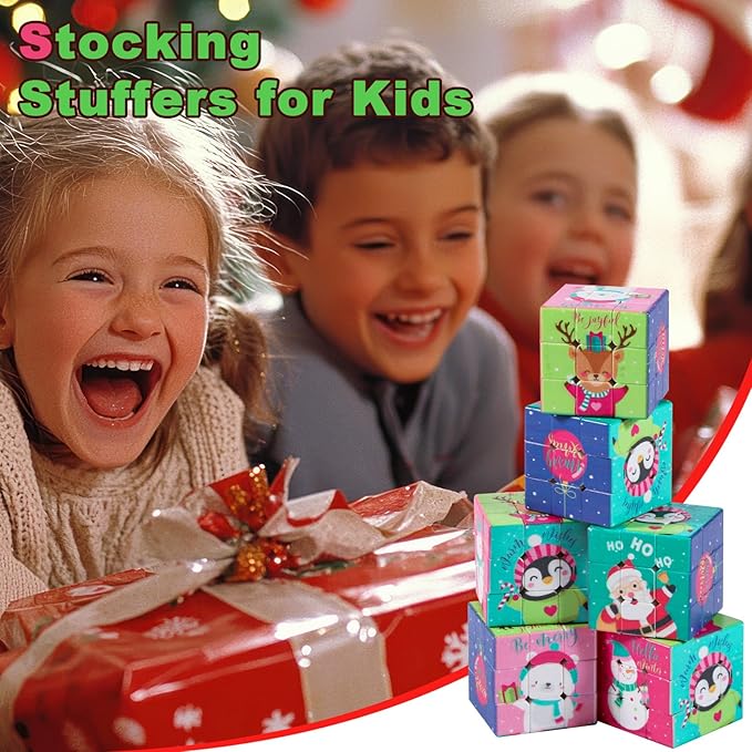 12 Pcs Premium Mini Cubes, Christmas 1.18" 3x3x3 Puzzle Cube Set with Fine-Textured Surface Finish, Stocking Stuffers, Birthday Party Favors, Classroom Prizes, Stress Relief Fidget Toys