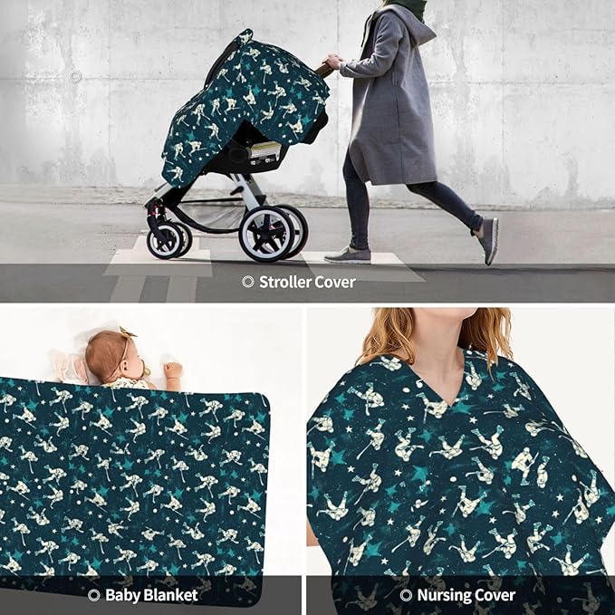 Hockey Player A Print Baby Car Seat Covers, Breathable Nursing Cover Breastfeeding Cover, Stroller Covers, Baby Boys Girls Newborn Essentials, Multi-use Infant Carseat Canopy