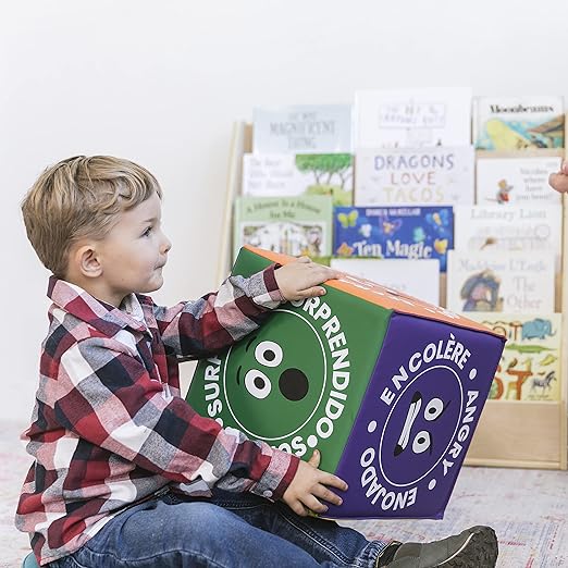 ECR4Kids SoftZone Trilingual Emotion Activity Cube with Mirror, Sensory Toy, Assorted