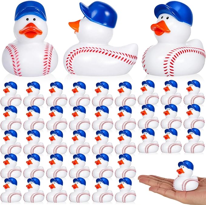 Deekin Rubber Ducks 2 Inch Bulk Sport Party Favors for Team Events Decorations Birthday Party Supplies Club Player Gift(50 Pcs,Baseball Blue)