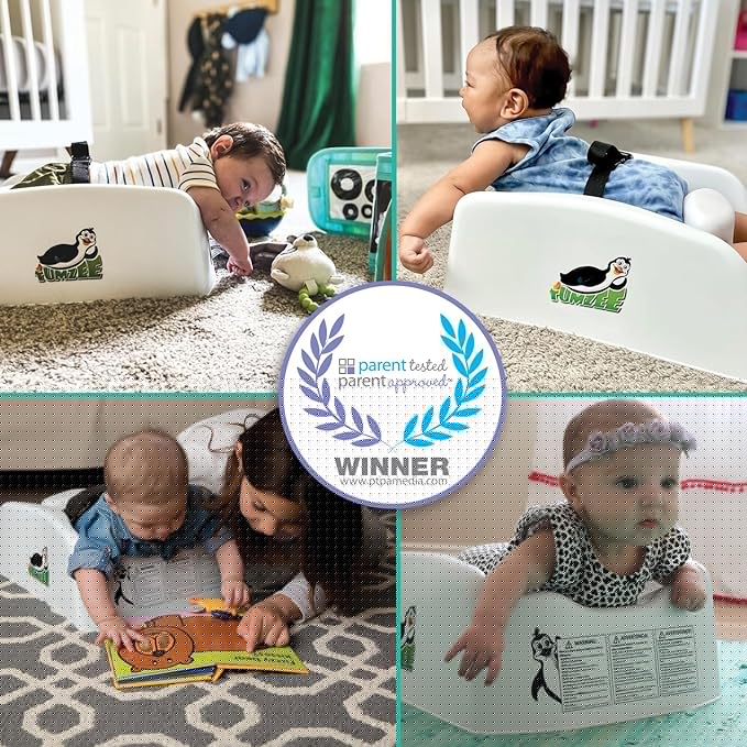 Tumzee Tummy Time Incline Tool | Includes Comfort Pad | Frees Arms for Play | Develops Infant Neck | Shoulder & Back Muscles | BPA & Phthalate-Free