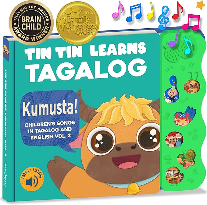 Bundle Deal — Interactive Sound Board Book for Toddlers 1-3, Bilingual English & Filipino Songs & Nursery Rhymes, Talking Musical Book, Musical Toy Gift for Babies & Kids