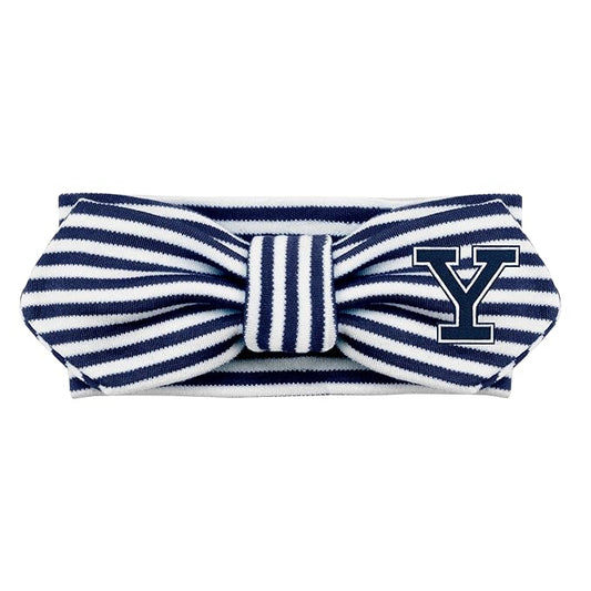Creative Knitwear Yale Bulldogs Infant Girls Navy/White Striped Hair Knot Headband Embroidered Logo - Size Newborn - 4T