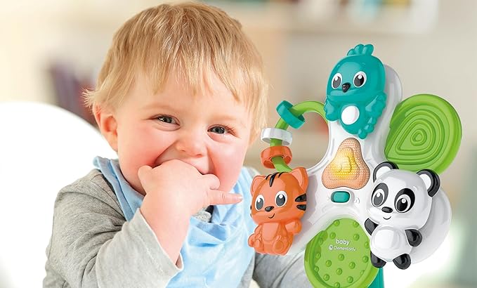 Clementoni - Game with Suction Cup for Highchair, Round & Round Animals - Interactive Early Childhood Animals, Windmill for Children 1 Year, Batteries Included, 17915