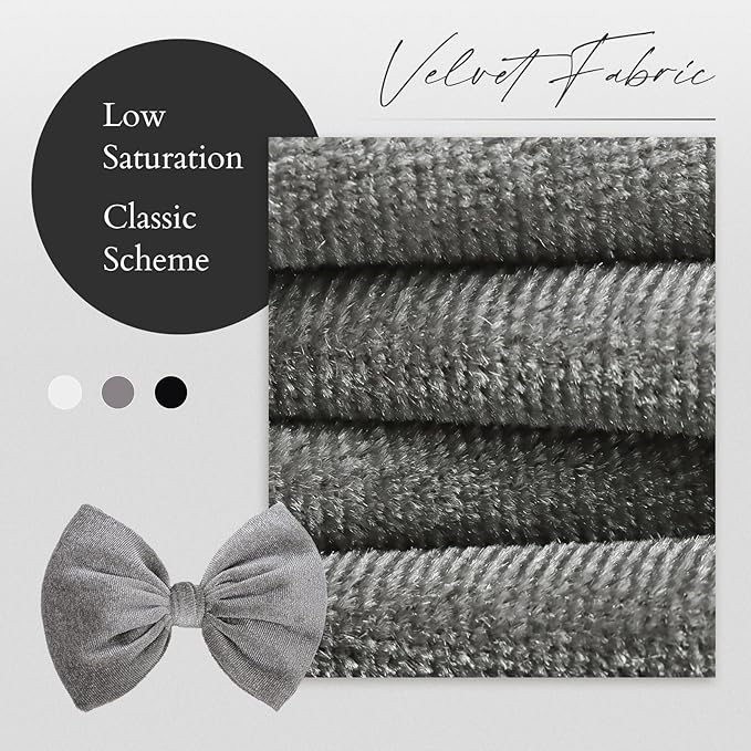 YanJie Brand Hairband - Handmade Velvet Baby Bows & Stretchy Nylon Headbands for Girls Infants Toddlers Child(4.5 black-velvet, 3 Count)