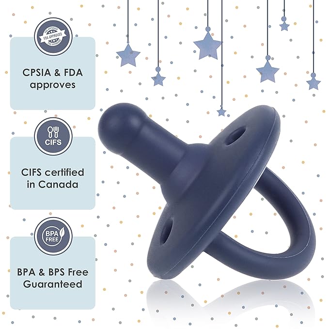 Sweet Child Pacifiers 0-18 Months, Set of 6 Ultra-Light Silicone Binkies with Collapsible Handle & 3 Air Holes for Added Safety, Best Newborn Pacifiers for Baby Boys Or Girls