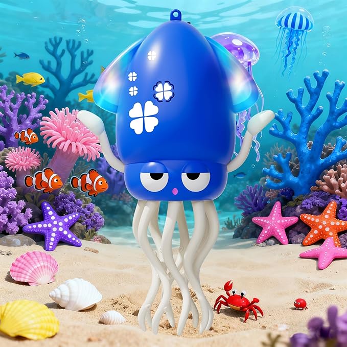 Crawling Dancing Octopus Toy for Kids – Rechargeable Interactive Sensory Toy with LED Lights & Music, Fun Tummy Time Gift for Birthdays & Holidays (Blue)