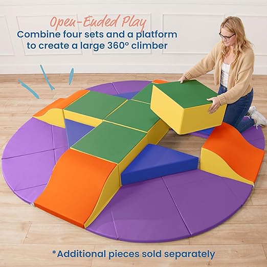 ECR4Kids SoftZone Adventurer's Summit Slide, Corner Climber, Assorted, 4-Piece