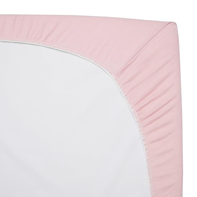 American Baby Company 2 Pack 100% Natural Cotton Fitted Pack and Play Sheets 39" x 27" - Soft & Breathable Pack N Play Sheets for Playard & Mini Crib Mattress, Pink, for Boys & Girls