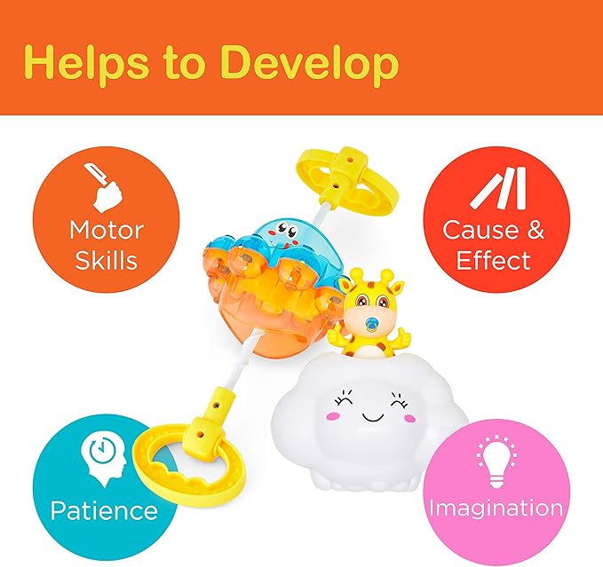 Splashin'kids Bath Toys Double The Fun Baby Toys Water Bathtub Toys Toddlers Rotating Octopus and Head Bobbing Reindeer