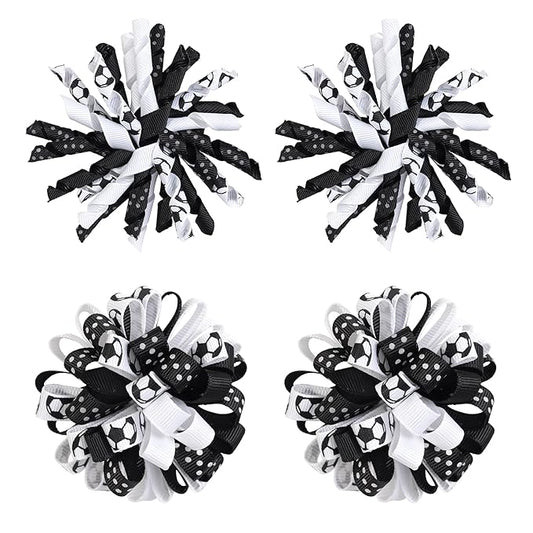 2026 Soccer Hair Bow Clips Soccer Ball Hair Accessories for Kids Girls Player School Team Football Party Accessories 4pcs