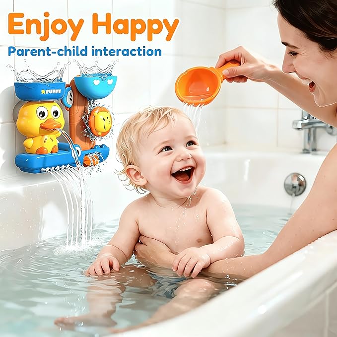 Bath Toys for 1 2 Year Old Boys: Cute & Fun Duck Bathtub Toys Toddlers 2-4 - Suction Bath Toys for Kids Ages 1-3-5 - Birthday Gifts for 1 2 3 Year Old Boy (Blue)