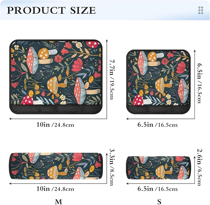 CHIFIGNO Cute Cartoon Mushrooms Seat Belt Cover Pad Universal Car Seat Belt Pads Pack of 2 Seatbelt Shoulder Pad for Adults Kids Women Men