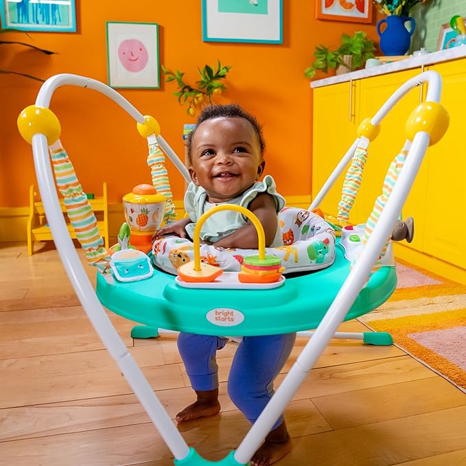 Bright Starts Cooking Up Fun Baby Activity Jumper with Music and Lights, Kitchen Role Play Toys, Unisex, 6 Months+, Up to 25 lbs