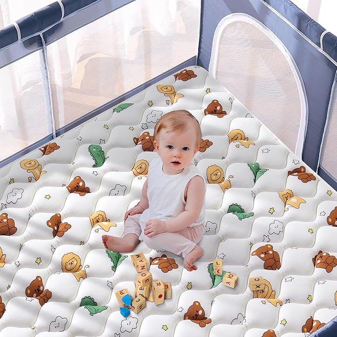 Premium Foam Baby Play Mat for Floor, 50x50 Playpen Mat, Thicken One-Piece Crawling Mat, Non-Slip Cushioned Baby Playmats for Infants, Babies, Toddlers, Play & Tummy Time