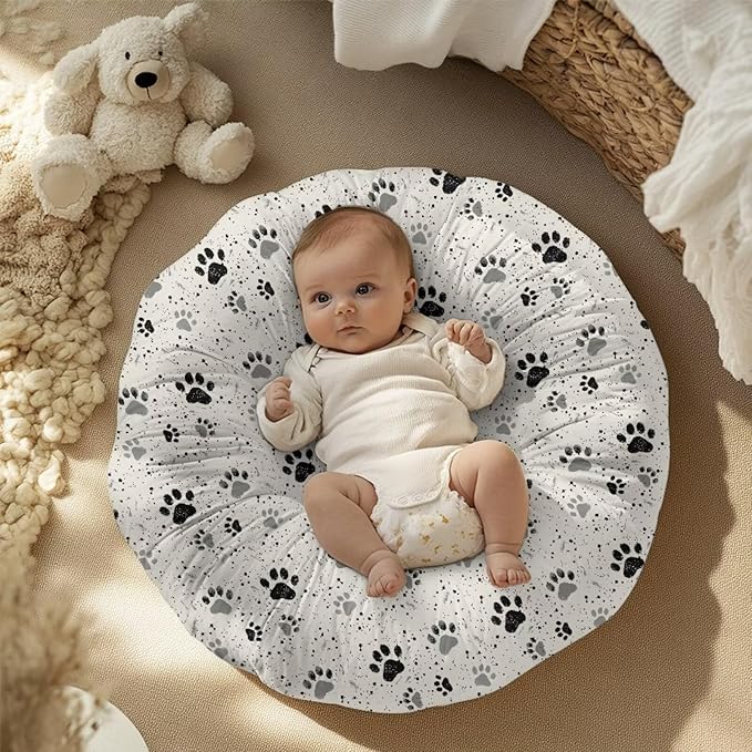 Classic Paws Baby Lounger Cover Removable Soft Slipcover for Newborn Baby Padded Lounger Infant Floor Seat Cover for Boys Girls Baby Essentials