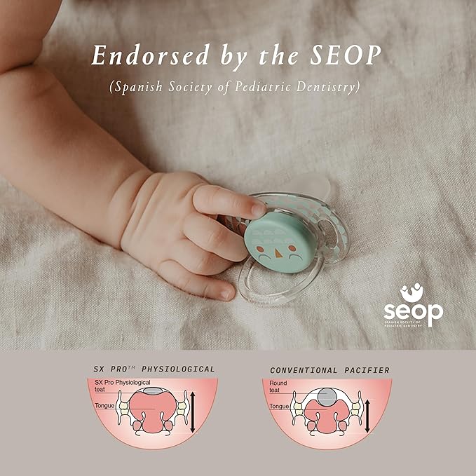 Suavinex Bonhomia SX PRO Physiological Pacifier, Supports Breastfeeding Babies, Pacifiers 0-6 Months, 2 Pack Baby Pacifier, Baby Accessories, (Pink/Beige)